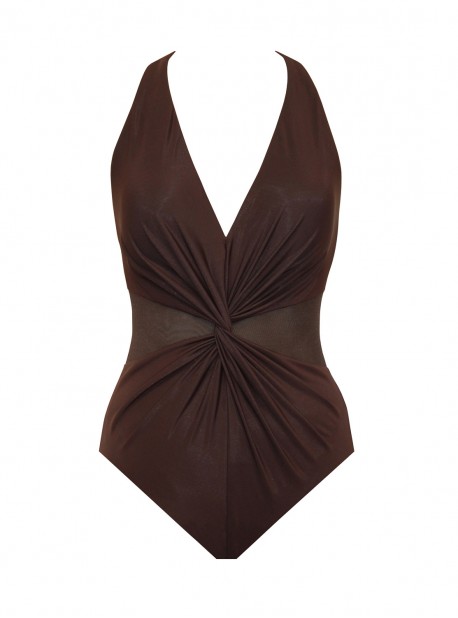 Maillot de bain une pièce gainant Wrapture Marron - Illusionists - " M " - Miraclesuit Swimwear